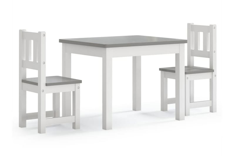 Barnbord och stolar 3 delar vit och grå MDF