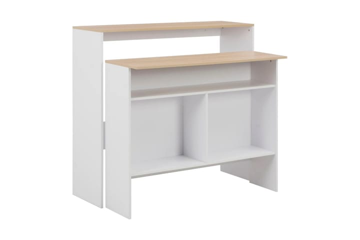 Barbord med 2 bordsskivor vit och ek 130x40x120 cm - Vit - Alla Möbler - Bord - Barbord