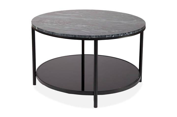 Revesby Soffbord 85 cm Runt - Marmor/Glas/Svart - Vardagsrumsmöbler - Vardagsrumsbord