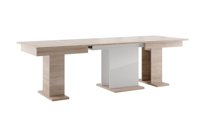 Peer Förlängningsbart Matbord 160 cm - Ek/Vit Högglans - Alla Möbler - Bord - Matbord
