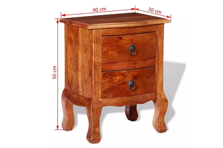 Nattduksbord med lådor massivt akaciaträ - Brun - Alla Möbler - Bord - Sängbord & nattduksbord