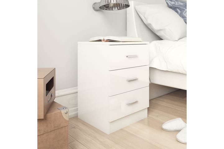 Sängbord 2 st vit högglans 38x35x56 cm spånskiva - Vit - Alla Möbler - Bord - Sängbord & nattduksbord
