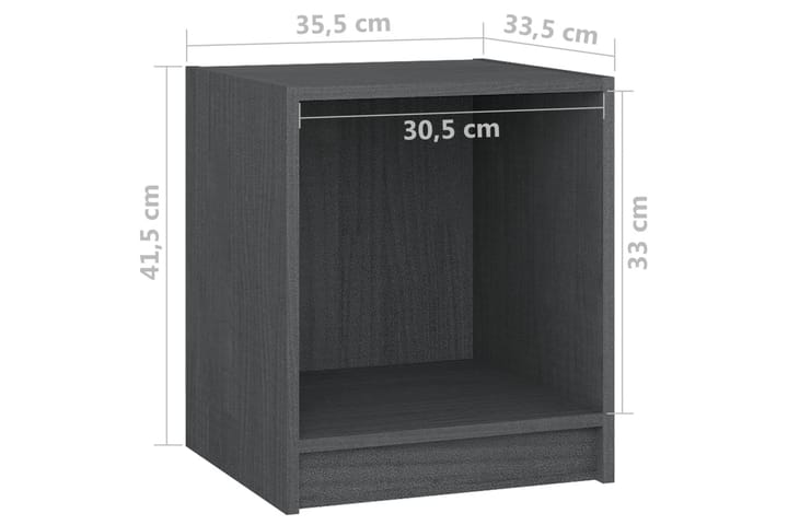 Sängbord grå 35,5x33,5x41,5 cm massiv furu - Grå - Alla Möbler - Bord - Sängbord & nattduksbord
