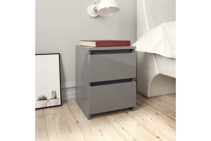 Sängbord grå högglans 30x30x40 cm spånskiva - Grå - Alla Möbler - Bord - Sängbord & nattduksbord