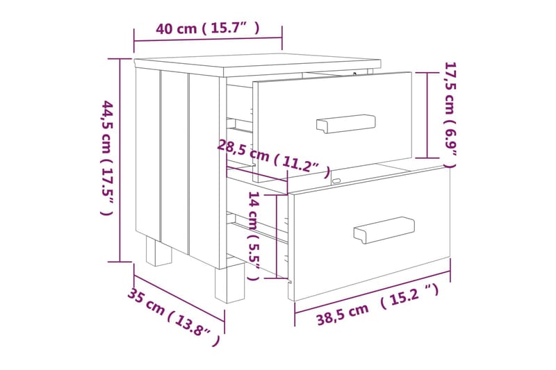 Sängbord ljusgrå 40x35x44,5 cm massiv furu - Grå - Alla Möbler - Bord - Sängbord & nattduksbord