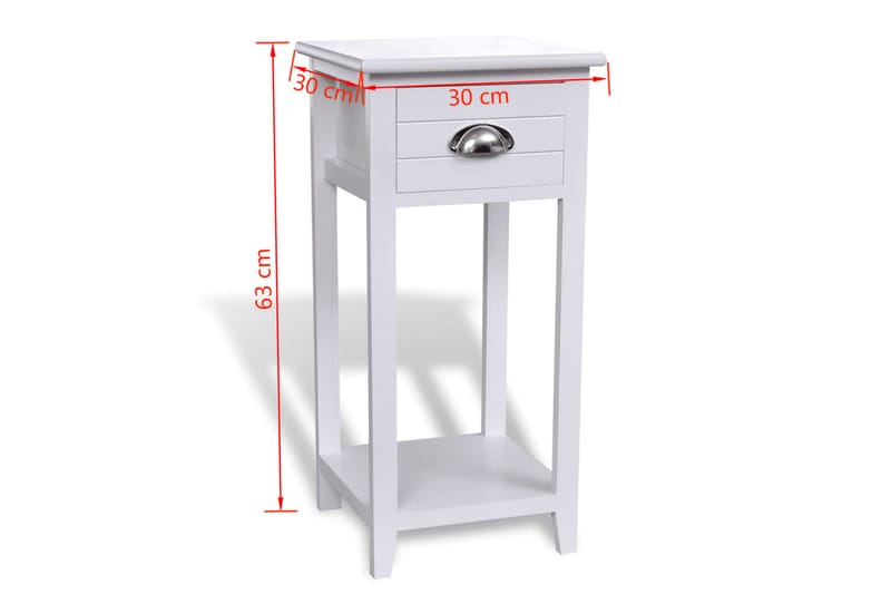 Sängbord med 1 låda vit - Vit - Alla Möbler - Bord - Sängbord & nattduksbord