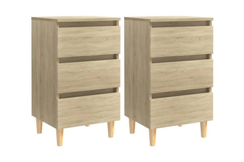 Sängbord med ben i massivt trä 2 st sonoma-ek 40x35x69 cm - Brun - Alla Möbler - Bord - Sängbord & nattduksbord