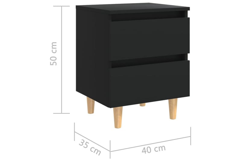 Sängbord med massiva furuben 2 st svart 40x35x50 cm - Svart - Alla Möbler - Bord - Sängbord & nattduksbord