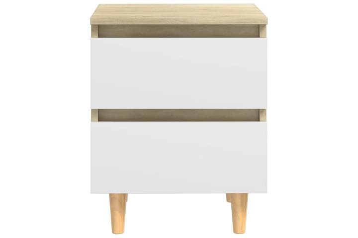 Sängbord med massiva furuben vit och sonoma-ek 40x35x50 cm - Vit - Alla Möbler - Bord - Sängbord & nattduksbord