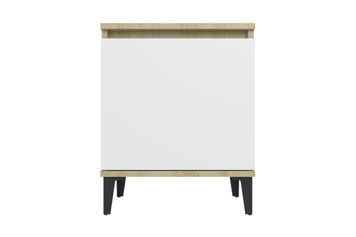 Sängbord med metallben 2 st sonoma-ek och vit 40x30x50 cm - Beige - Alla Möbler - Bord - Sängbord & nattduksbord