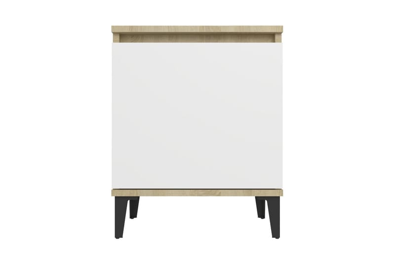 Sängbord med metallben 2 st sonoma-ek och vit 40x30x50 cm - Brun - Alla Möbler - Bord - Sängbord & nattduksbord