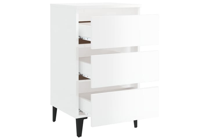Sängbord med metallben 2 st vit högglans 40x35x69 cm - Vit - Alla Möbler - Bord - Sängbord & nattduksbord