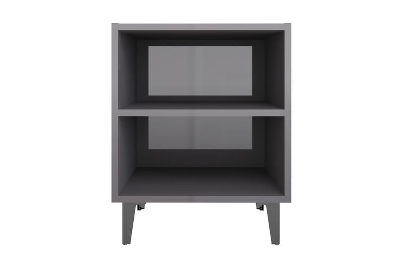 Sängbord med metallben grå högglans 40x30x50 cm - Grå - Alla Möbler - Bord - Sängbord & nattduksbord