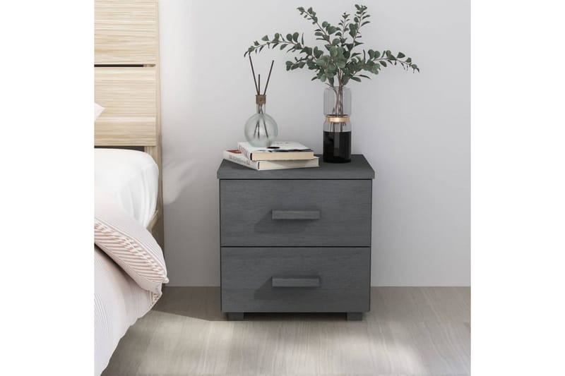 Sängbord mörkgrå 40x35x44,5 cm massiv furu - Grå - Alla Möbler - Bord - Sängbord & nattduksbord
