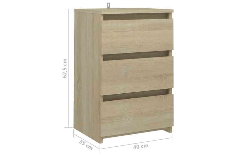 Sängbord sonoma-ek 40x35x62,5 cm spånskiva - Brun - Alla Möbler - Bord - Sängbord & nattduksbord