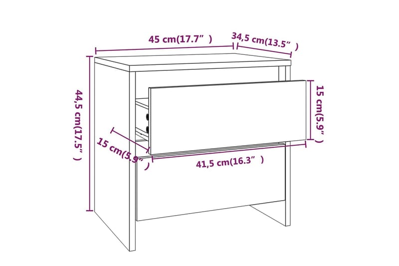 Sängbord sonoma ek 45x34,5x44,5 cm spånskiva - Brun - Alla Möbler - Bord - Sängbord & nattduksbord