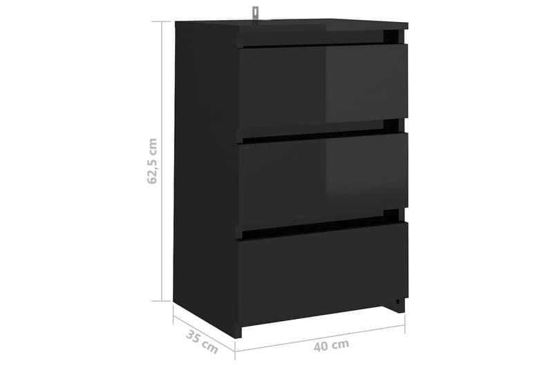 Sängbord svart högglans 40x35x62,5 cm spånskiva - Svart - Alla Möbler - Bord - Sängbord & nattduksbord