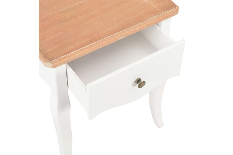 Sängbord vit och brun 40x30x50 cm massiv furu - Vit - Alla Möbler - Bord - Sängbord & nattduksbord