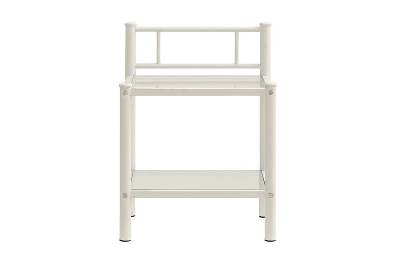 Sängbord vit och transparent 45x34x60,5 cm metall och glas - Vit - Alla Möbler - Bord - Sängbord & nattduksbord