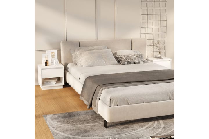 Sängskåp vit 2 st 45x34x44 cm spånskiva - Vit - Alla Möbler - Bord - Sängbord & nattduksbord