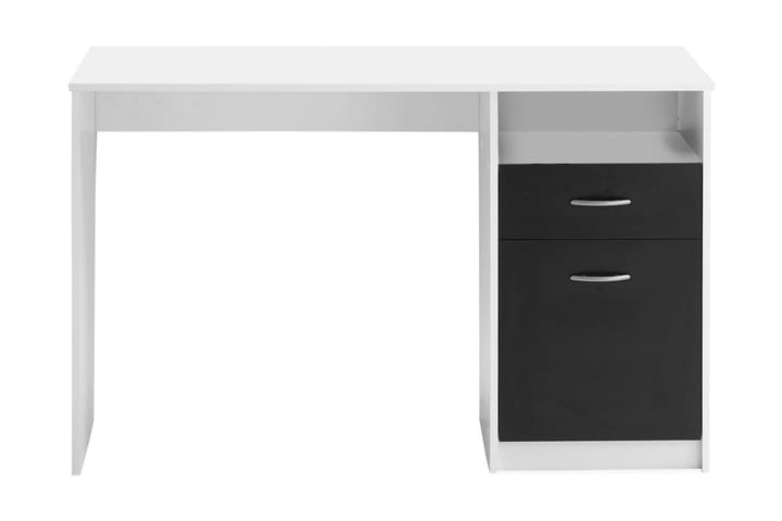 FMD Skrivbord med 1 låda 123x50x76,5 cm vit och svart - Vit - Alla Möbler - Bord - Skrivbord