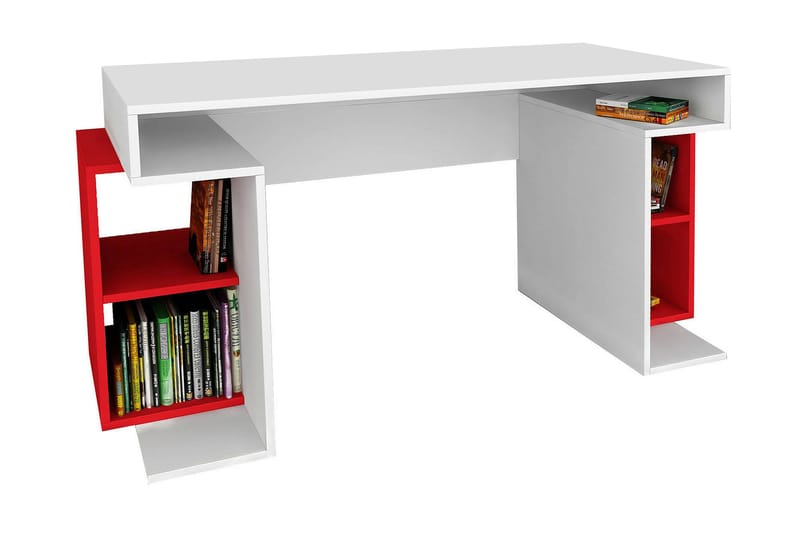 Mairwa Skrivbord med Förvaringsben - Vit/Röd - Alla Möbler - Bord - Skrivbord