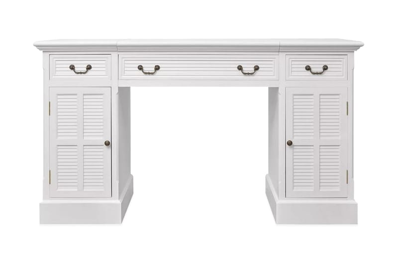 Skrivbord med dubbla piedestaler 140x48x80 cm vit - Vit - Alla Möbler - Bord - Skrivbord