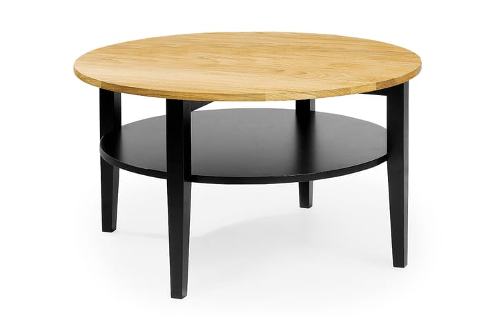 Båstad Soffbord 80 cm Runt - Ek/Svart - Vardagsrumsmöbler - Vardagsrumsbord