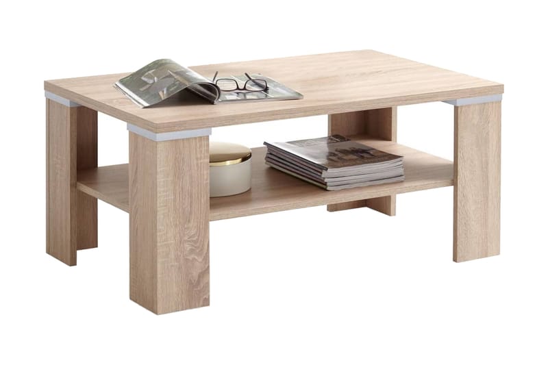 FMD Soffbord med hylla 100x60x46 cm ek - Beige - Alla Möbler - Bord - Soffbord