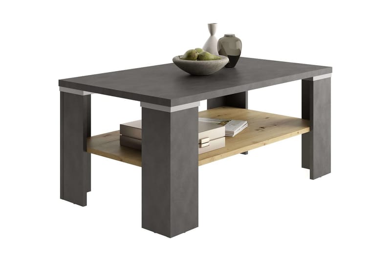 FMD Soffbord med hylla materagrå och artisan-ek - Flerfärgad - Alla Möbler - Bord - Soffbord