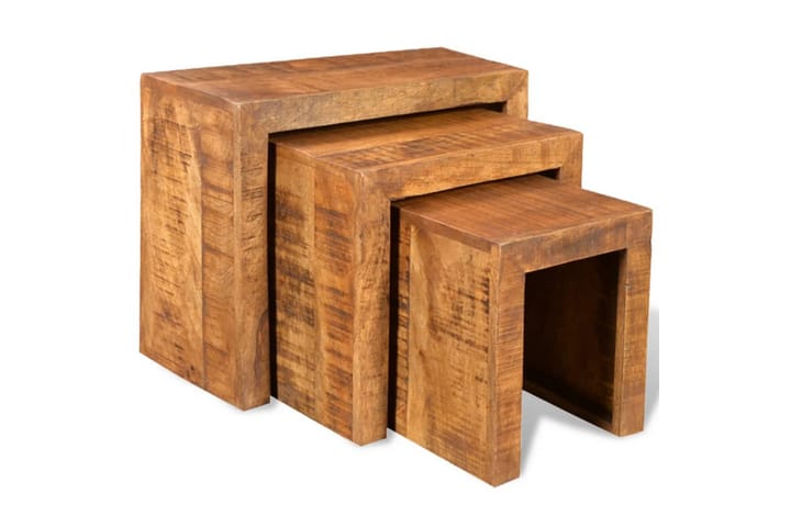 Satsbord 3 delar i massivt mangoträ - Brun - Alla Möbler - Bord - Soffbord