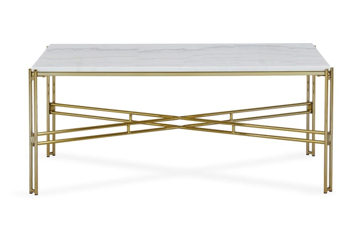 Seija Soffbord 110 cm Marmor - Vit/Mässing - Vardagsrumsmöbler - Vardagsrumsbord
