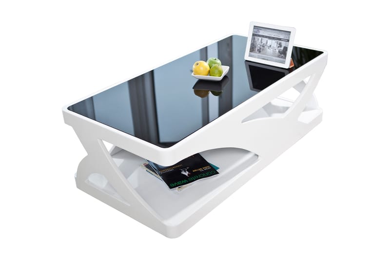 Soffbord 120x60x38 cm white/black fiberglass - Vardagsrumsmöbler - Vardagsrumsbord