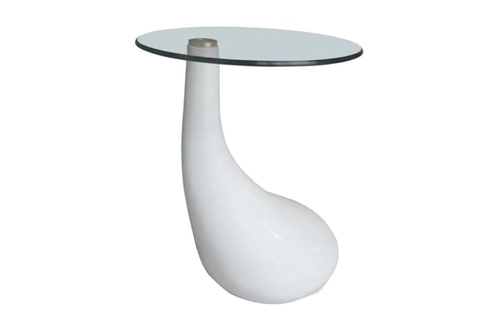 Soffbord 2 st med rund bordsskiva glas högglans vit - Vit - Alla Möbler - Bord - Satsbord
