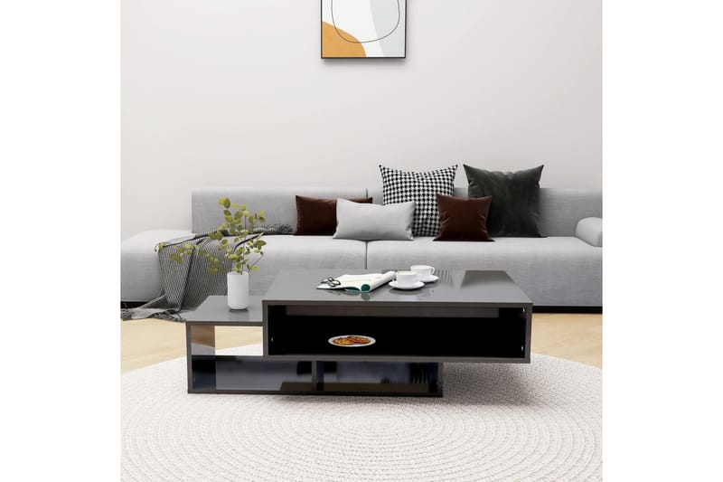 Soffbord grå högglans 105x55x32 cm spånskiva - Grå - Alla Möbler - Bord - Soffbord
