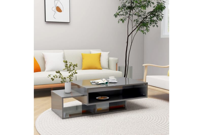 Soffbord grå högglans 105x55x32 cm spånskiva - Grå - Alla Möbler - Bord - Soffbord