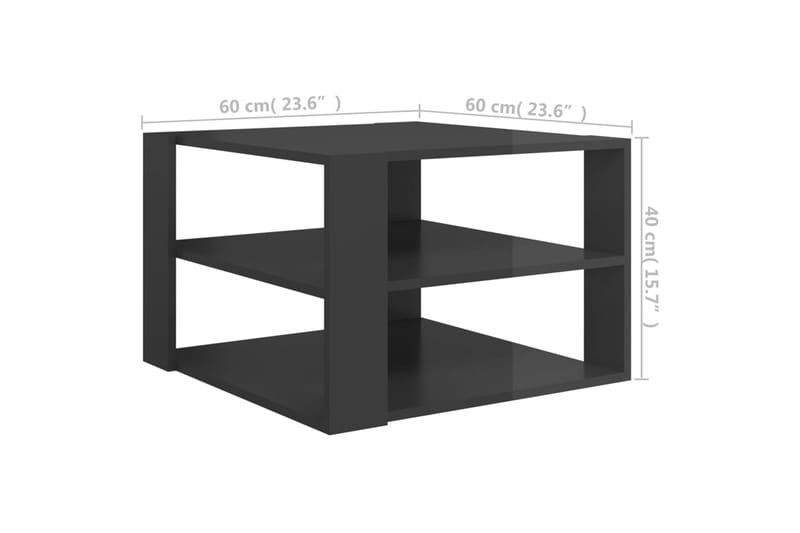 Soffbord grå högglans 60x60x40 cm spånskiva - Grå - Alla Möbler - Bord - Soffbord