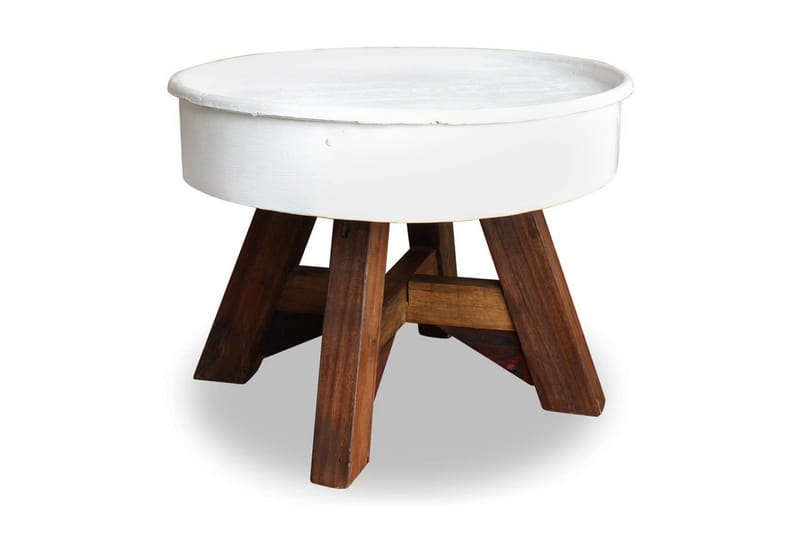 Soffbord i massivt återvunnet trä 60x45 cm vit - Vit - Alla Möbler - Bord - Marmorbord