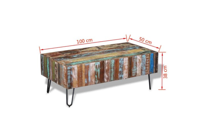 Soffbord massivt återvunnet trä 100x50x38 cm - Flerfärgad - Alla Möbler - Bord - Soffbord