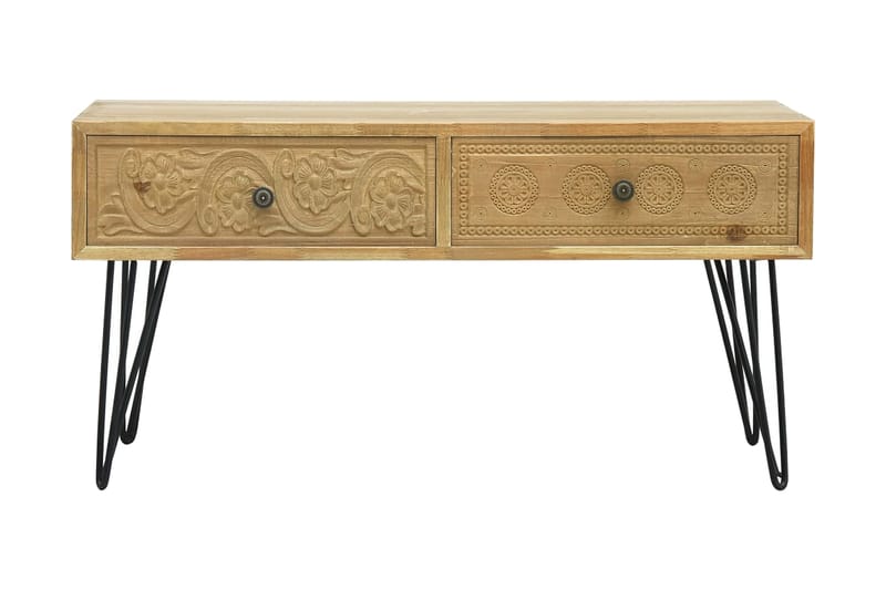 Soffbord med 2 lådor sniderier brun 80x40x40,5 cm trä - Brun - Alla Möbler - Bord - Soffbord