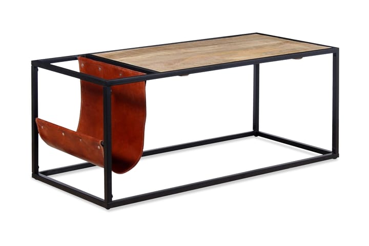 Soffbord med tidningsställ 110x50x45 cm äkta läder - Flerfärgad - Alla Möbler - Bord - Soffbord