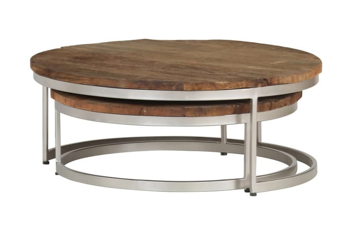 Soffbord set 2 st återvunnet trä och stål - Brun - Alla Möbler - Bord - Soffbord