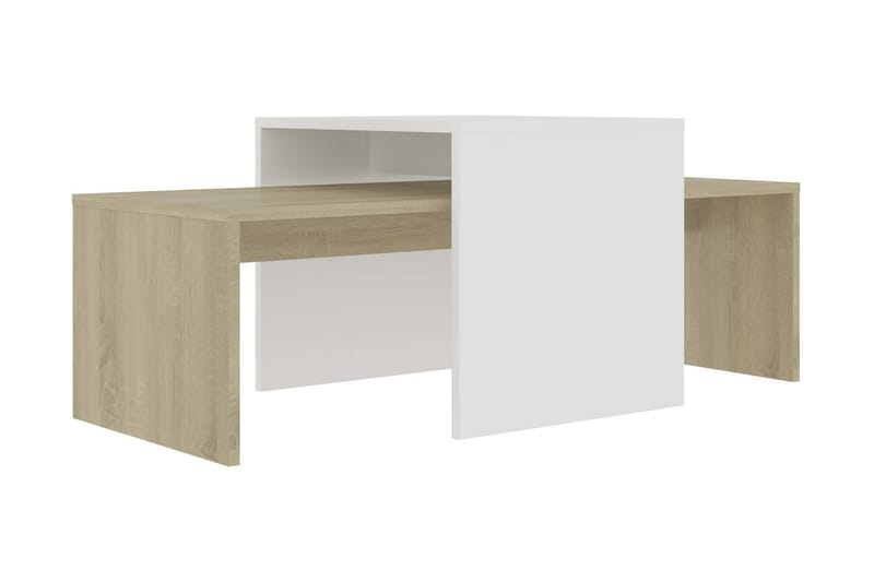 Soffbord set vit och sonoma-ek 100x48x40 cm spånskiva - Vit - Alla Möbler - Bord - Satsbord