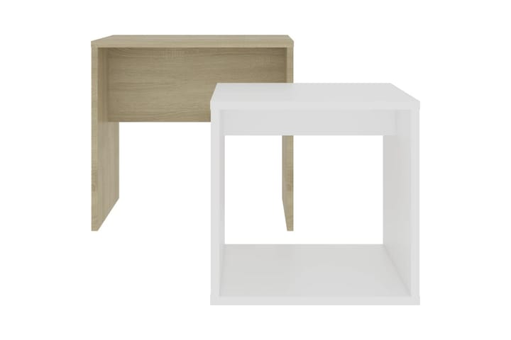 Soffbord set vit och sonoma-ek 48x30x45 cm spånskiva - Vit - Alla Möbler - Bord - Soffbord