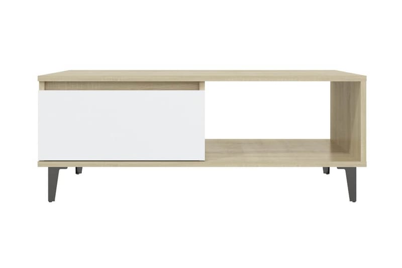 Soffbord vit och sonoma-ek 90x60x35 cm spånskiva - Vit - Vardagsrumsmöbler - Vardagsrumsbord