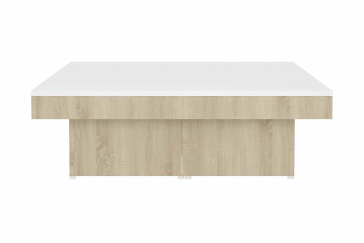 Soffbord vit och sonoma-ek 90x90x28 cm spånskiva - Vit - Vardagsrumsmöbler - Vardagsrumsbord