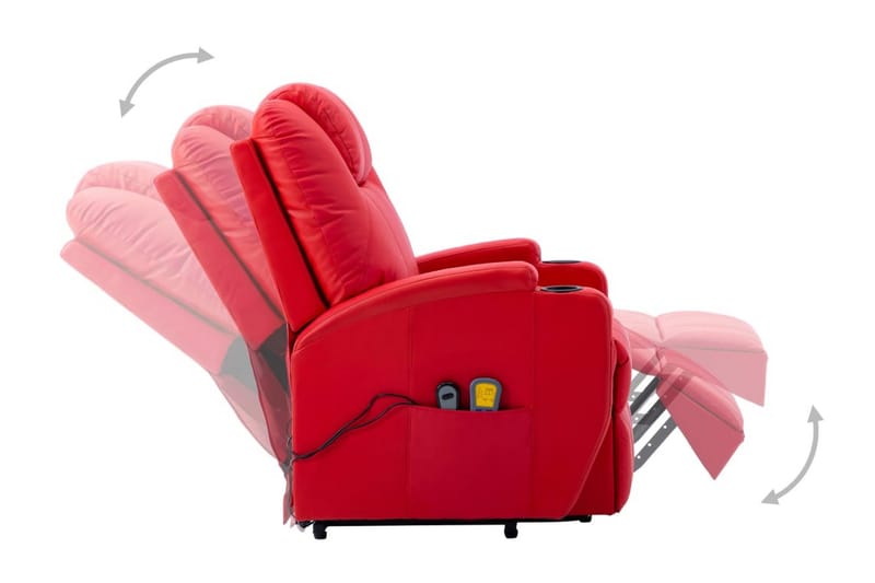 Massagestol med uppresningsfunktion röd konstläder - Röd - Alla Möbler - Fåtöljer & pallar - Skinnfåtöljer