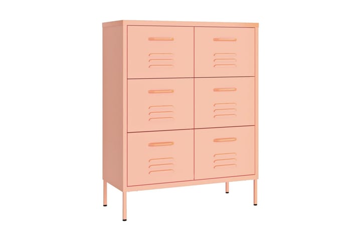Byrå rosa 80x35x101,5 cm stål - Rosa - Alla Möbler - Förvaring - Byråer