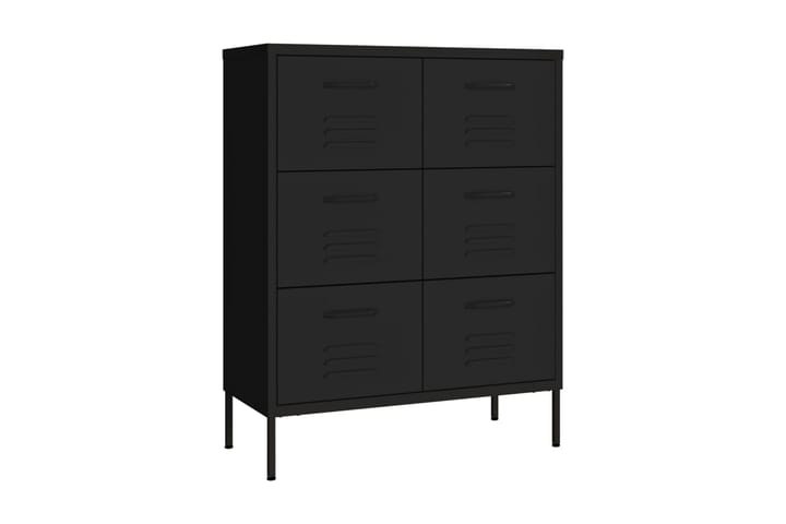 Byrå svart 80x35x101,5 cm stål - Svart - Alla Möbler - Förvaring - Byråer