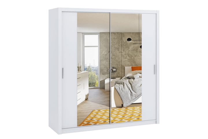 Drema Garderob 220 cm med Spegel - Vit - Alla Möbler - Förvaring - Garderober